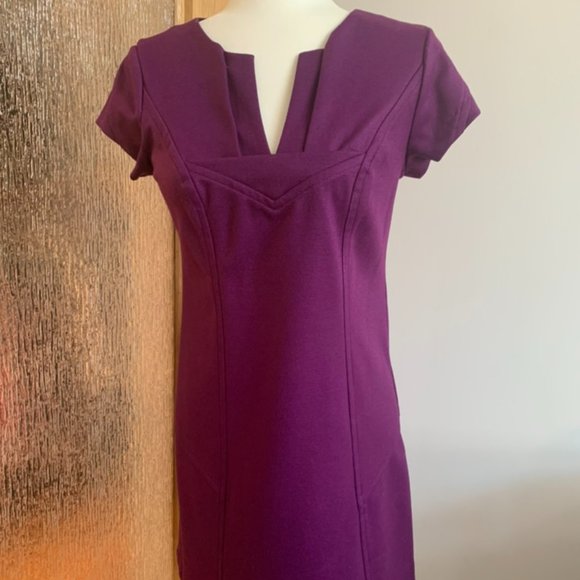Vintage DVF Purple Wool Shift Dress - Size 4 - Picture 1 of 9